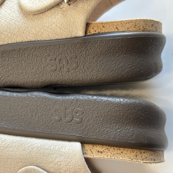 SAS Relaxed Heel Straps Sandal Women's 8 Wide Web Linen Leather Tripad Comfort - Picture 14 of 16